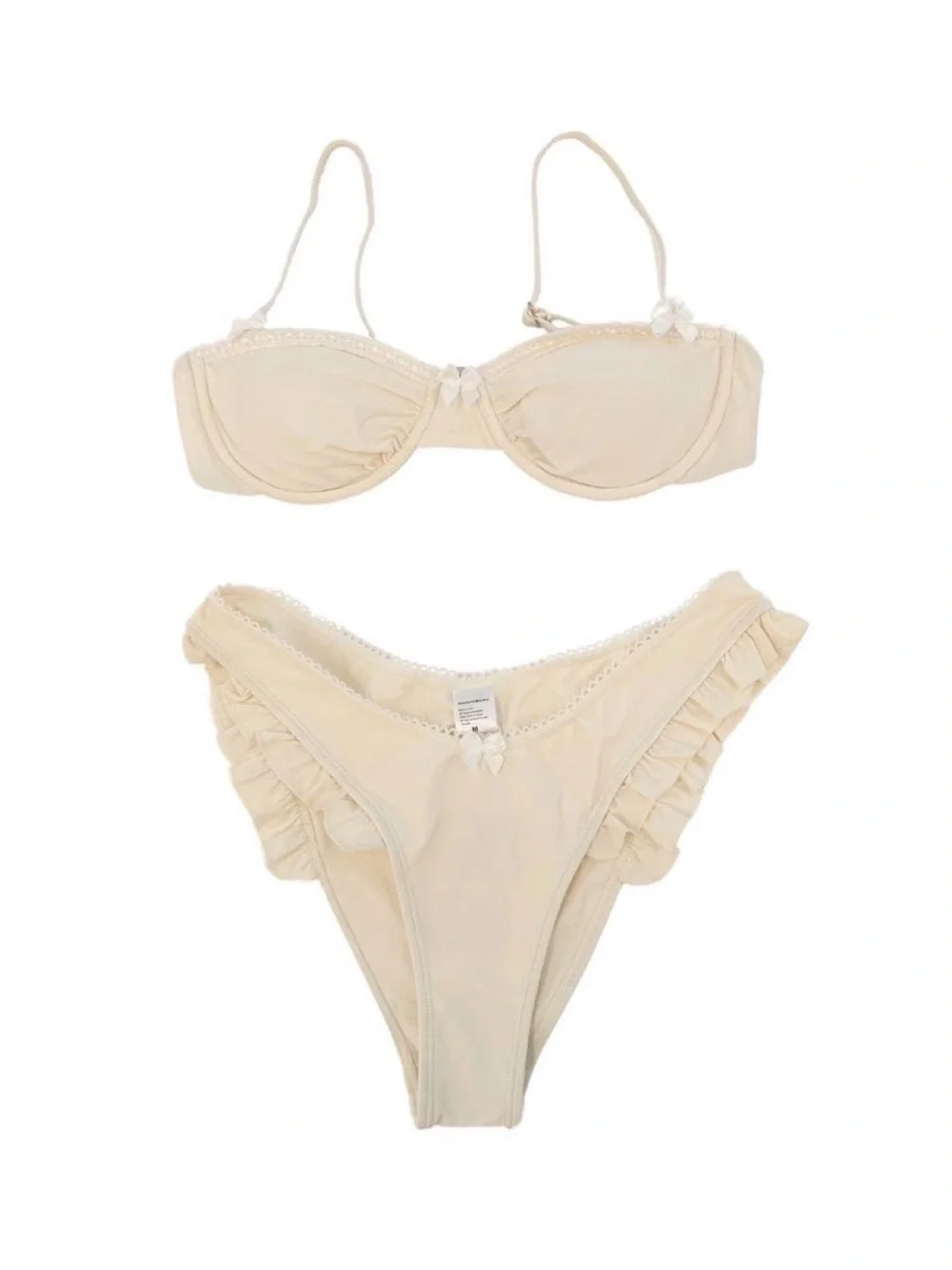 Strawberry Milkmob Cream Ruffle Bikini Set